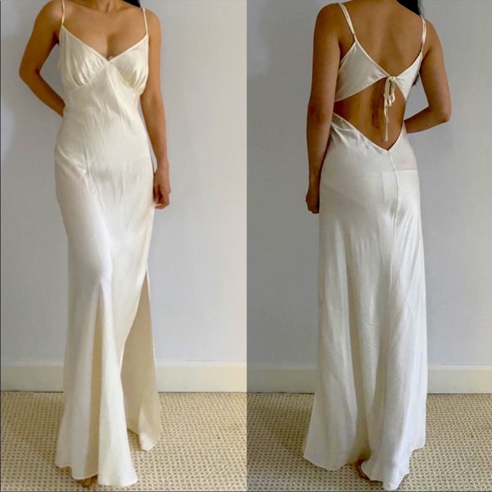 Y2K Silk Victorias Secret ivory slip dress